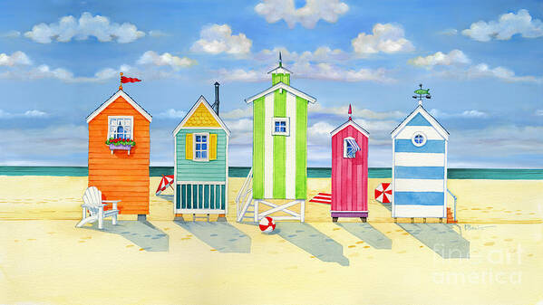 Brighton Art Print featuring the painting Brighton Beach Huts by Paul Brent