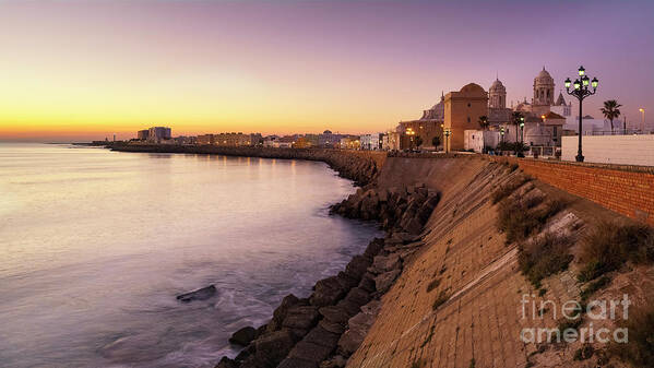 Sunrise Art Print featuring the photograph Cadiz Panorama at Dusk Andalusia Spain by Pablo Avanzini