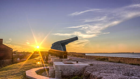 Amelia Art Print featuring the photograph Cannons at Fort Clinch Sunset 3 by Traveler's Pics
