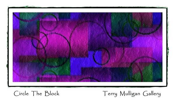 Circle Art Print featuring the digital art Circle The Block in Purple and Blue by Terry Mulligan