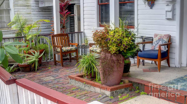 Coleus Art Print featuring the photograph Colorful front porch patio by Ules Barnwell