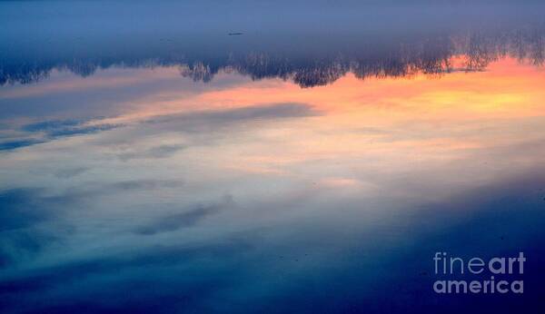 Delaware Art Print featuring the photograph Delaware River Abstract Reflections Foggy Sunrise Nature Art by Robyn King