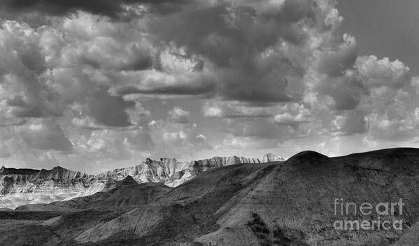 The Badlands Art Print featuring the photograph Distant Mountains The Badlands by Nadalyn Larsen