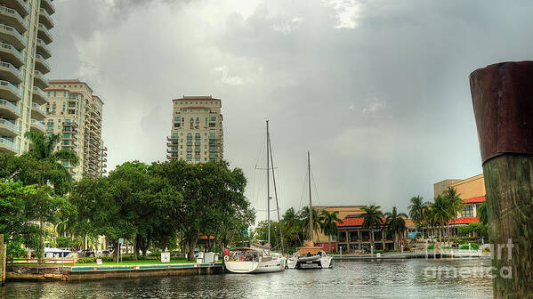 Storm Art Print featuring the photograph downtown Ft Lauderdale waterfront by Ules Barnwell