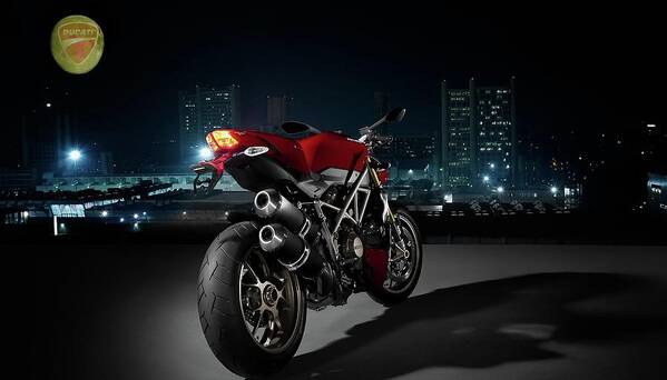 Ducati Art Print featuring the photograph Ducati by Moonlight by Movie Poster Prints