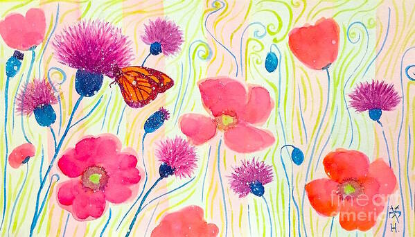 Flower Art Print featuring the painting Enchanted Garden by Wonju Hulse