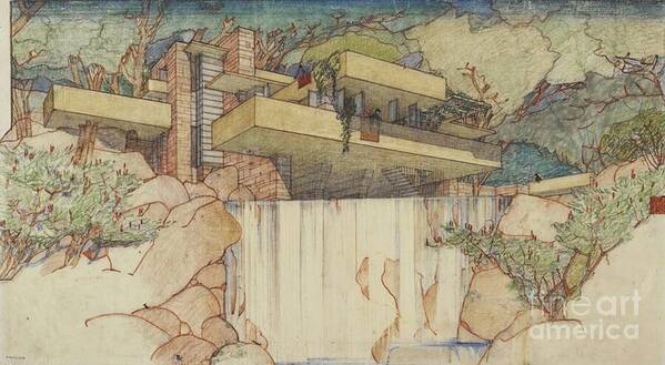 Pen And Ink Drawing Art Print featuring the photograph Fallingwater Pen and Ink by David Bearden