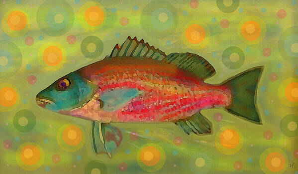 Pop Art Art Print featuring the mixed media Fanciful Pink Snapper by Shelli Fitzpatrick