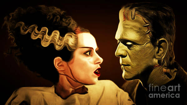 Wingsdomain Art Print featuring the photograph Frankenstein and The Bride I Have Love In Me The Likes Of Which You Can Scarcely Imagine 20170407 by Wingsdomain Art and Photography