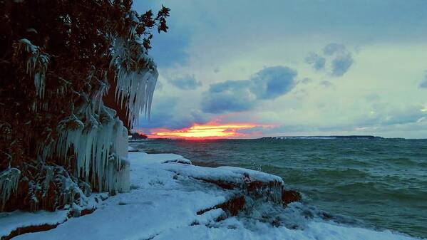 Thousand Islands Art Print featuring the photograph Frozen Sunset in Cape Vincent by Dennis McCarthy