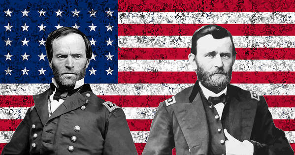 Civil War Art Print featuring the painting Generals Sherman and Grant by War Is Hell Store