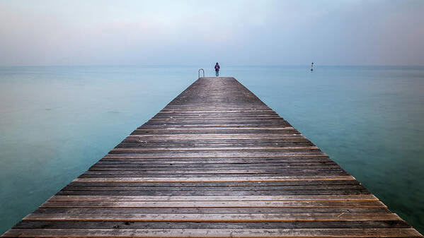 Beautiful Art Print featuring the photograph Girl on Garda lake - Sirmione, Italy - Fine art photography by Giuseppe Milo