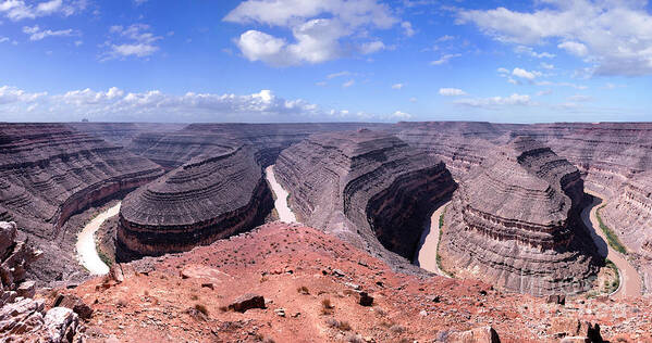 San Juan River Art Print featuring the photograph Gooseneck bends panorama by Warren Photographic