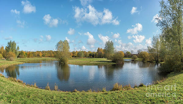 Barnskogen Art Print featuring the photograph Helsingborg Barnskogen Lake by Antony McAulay