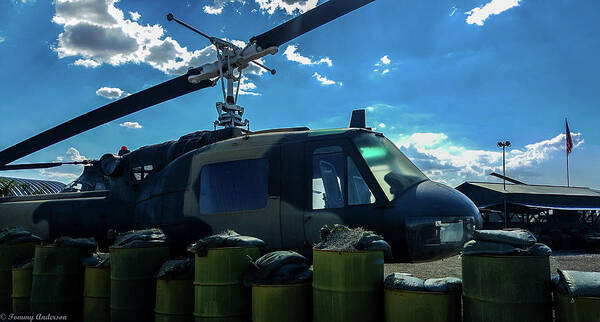 Bell Uh-1 Huey Art Print featuring the photograph Huey at Firebase Romeo Charlie by Tommy Anderson