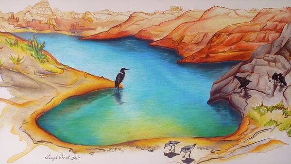 Landscape Art Print featuring the drawing Lake Powell birds by Leizel Grant