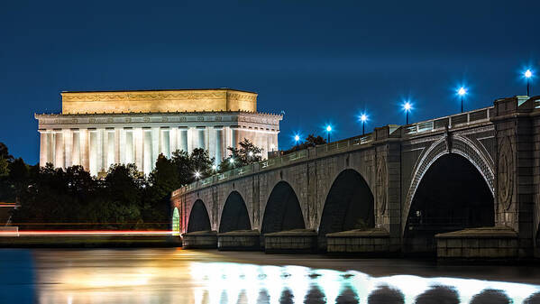 Washington Art Print featuring the photograph Lincoln Memorial and Arlington Bridge by Mihai Andritoiu