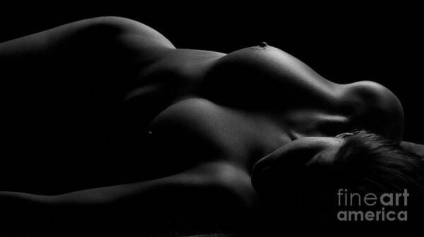 Bodyscape Art Print featuring the photograph Lines of Light Black and White by David Naman