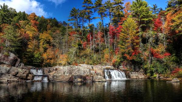 Linville Upper Falls During Fall Art Print featuring the photograph Linville Upper Falls During Fall by Carol Montoya