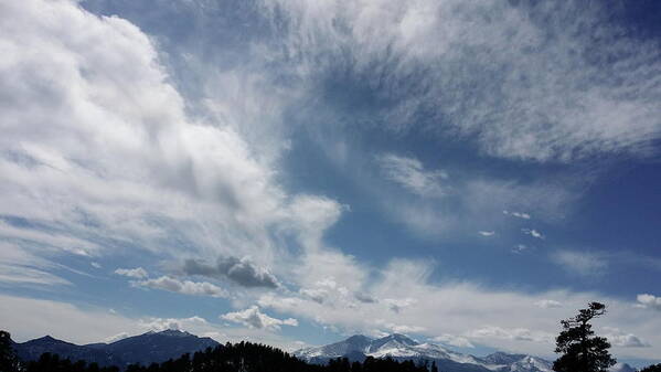 Blue Sky Art Print featuring the photograph March Sky Longs Peak by Laura Davis