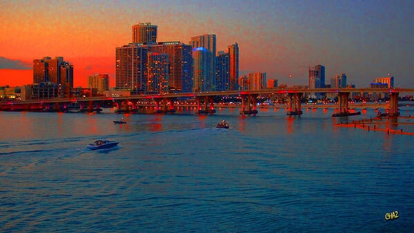 Sunset Art Print featuring the photograph Miami - Sunset by CHAZ Daugherty