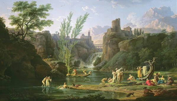 Vernet Art Print featuring the painting Morning The Bathers by Claude Joseph Vernet