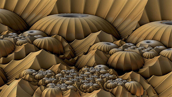 Mandelbulb Art Print featuring the digital art Mountain Domes by Hal Tenny