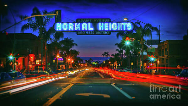 Night Art Print featuring the photograph Nighttime Neon in Normal Heights, San Diego, California by Sam Antonio