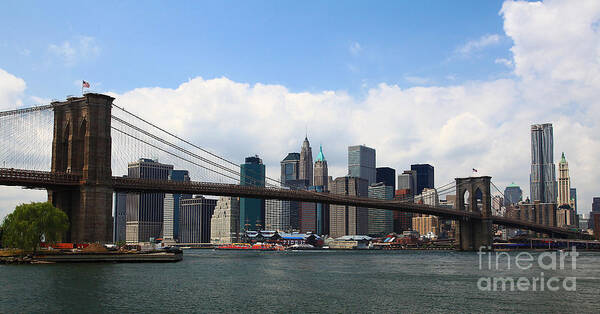 Nyc Art Print featuring the photograph NYC Brooklyn Bridge Midday l by Wayne Moran