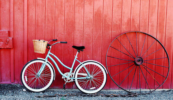 Bicycle Art Print featuring the photograph Old Red Barn and Bicycle by Margaret Hood