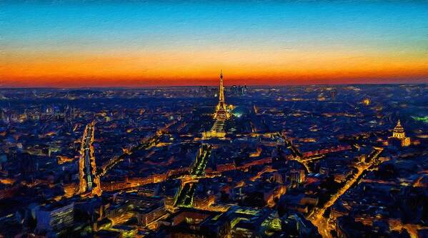 Paris Clip Art Vintage Art Print featuring the painting Paris after sunset by Vincent Monozlay