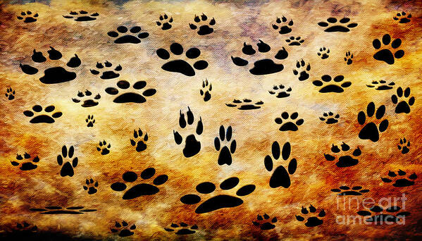 Abstract Art Print featuring the digital art Paw Prints by Andee Design