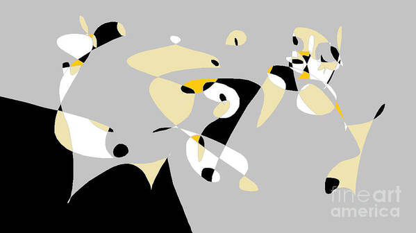 Abstract Geometric Digital Art Art Print featuring the digital art Penguin Play by Nancy Kane Chapman