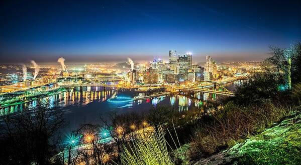Sky Art Print featuring the photograph Pittsburgh Pennsylvanie City Skyline Early Morning by Alex Grichenko
