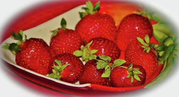 Strawberry Art Print featuring the photograph Plate Of Sweetness by Cynthia Guinn