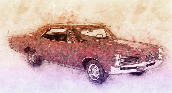 Pontiac Gto Art Print featuring the mixed media Pontiac GTO 3 - 1967 - Automotive Art - Car Posters by Studio Grafiikka