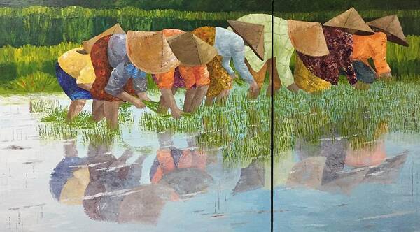 Vietnam Art Print featuring the painting Reflect by Elizabeth Mundaden
