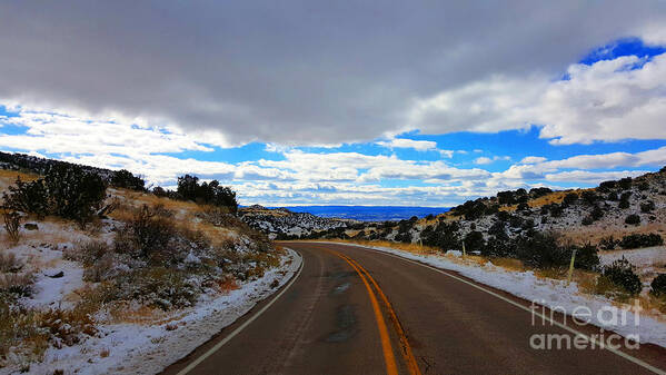Southwest Landscape Art Print featuring the photograph Road to blue skys by Robert WK Clark