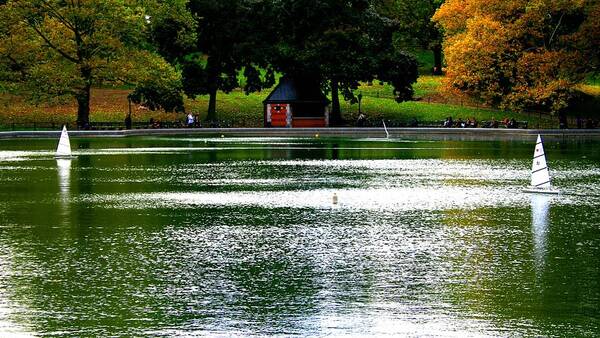 Sailboat Pond Art Print featuring the photograph Sailboat Pond in Central Park Afternoon by Christopher J Kirby