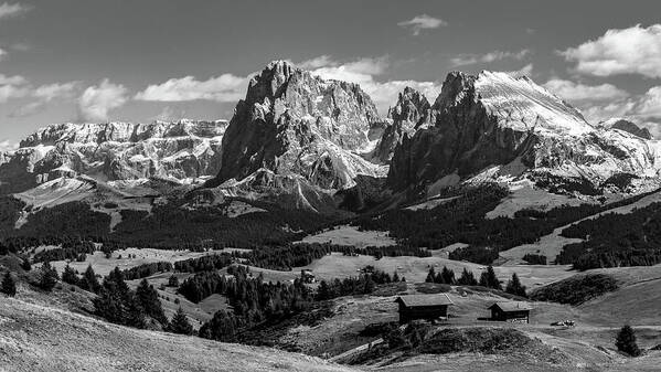 Nature Art Print featuring the photograph Sasso Lungo And Sasso Piatto - monochrome by Andreas Levi