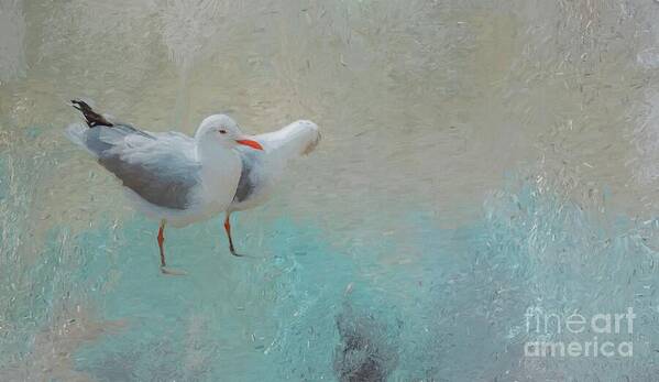 Sea Gulls Art Print featuring the painting Sea Gulls by Eva Lechner