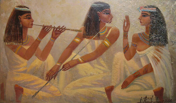 Egypt Art Print featuring the painting Singers of Pharaoh by Valentina Kondrashova