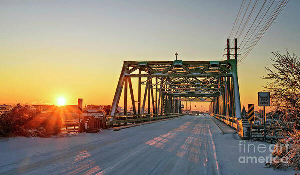 Sunrise Art Print featuring the photograph Snowy Bridge by DJA Images
