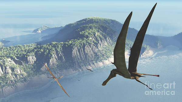 Earth Art Print featuring the digital art Species From The Genus Anhanguera Soar by Walter Myers