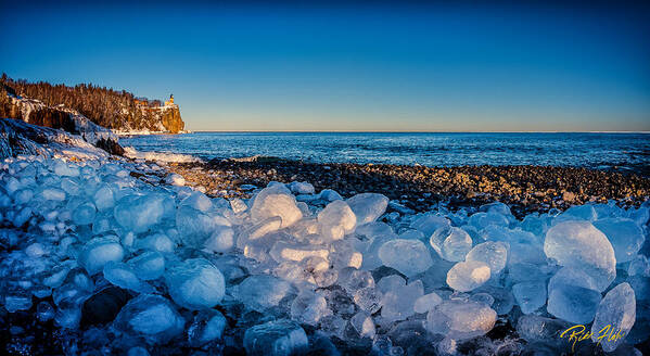 Ice Art Print featuring the photograph Split Rock Lighthouse with Ice Balls by Rikk Flohr