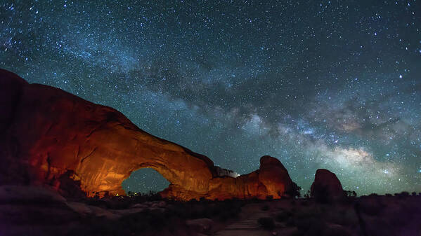 Arches National Park Art Print featuring the photograph Starry Night at North Window Rock by Brenda Jacobs