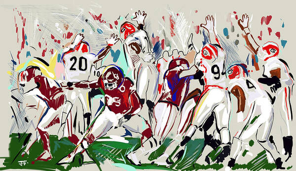 Uga Football Art Print featuring the painting Stopped by John Gholson