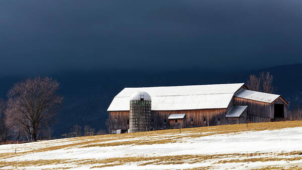 Winter Art Print featuring the photograph Stormy Barn Landscape by Alan L Graham