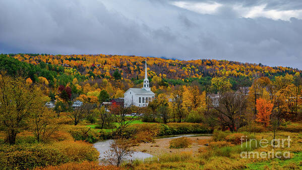 Fall Foliage Art Print featuring the photograph Stowe Community Church #3 by Scenic Vermont Photography