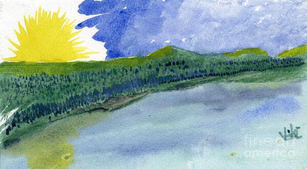 Landscape Art Print featuring the painting Sunrise on the Clarkfork by Victor Vosen